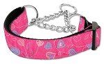 Crazy Hearts Nylon Collars Martingale (Color/Size: Bright Pink Medium)