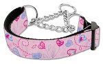 Crazy Hearts Nylon Collars Martingale (Color/Size: Light Pink Medium)