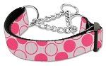 Diagonal Dots Nylon Collar Martingale (Color/Size: Light Pink Medium)