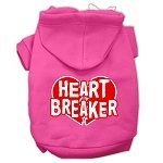 Heart Breaker Screen Print Pet Hoodies (Color/Size: Bright Pink Size Sm)
