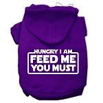 Hungry I am Screen Print Pet Hoodies (Color/Size: Purple Size Sm)