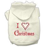 I Heart Christmas Screen Print Pet Hoodies (Color/Size: Cream Size Sm)