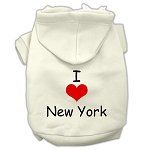 I Love New York Screen Print Pet Hoodies (Color/Size: Cream Size Sm)