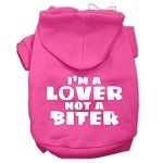 I'm a Lover not a Biter Screen Printed Dog Pet Hoodies (Color/Size: Bright Pink Size Sm)