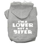 I'm a Lover not a Biter Screen Printed Dog Pet Hoodies (Color/Size: Grey Size Sm)