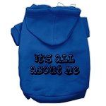 It's All About Me Screen Print Pet Hoodies (Color/Size: Blue Size Sm)