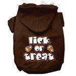 Lick Or Treat Screen Print Pet Hoodies (Color/Size: Brown Size Sm)