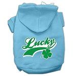 Lucky Swoosh Screen Print Pet Hoodies (Color/Size: Baby Blue Size Sm)