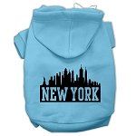 New York Skyline Screen Print Pet Hoodies (Color/Size: Baby Blue Size Med)