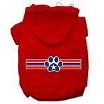 Patriotic Star Paw Screen Print Pet Hoodies (Color/Size: Red Size S)