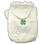 Lucky Rhinestone Hoodies (Color/Size: Cream M)