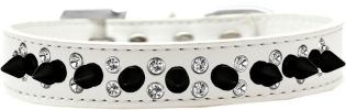 Double Crystal and Black Spikes Dog Collar