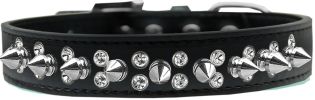 Double Crystal and Silver Spikes Dog Collar