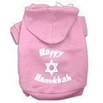 Happy Hanukkah Screen Print Pet Hoodies (Color/Size: Light Pink Size XL)