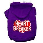 Heart Breaker Screen Print Pet Hoodies (Color/Size: Purple Size XL)