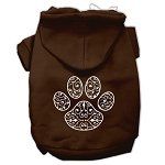 Henna Paw Screen Print Pet Hoodies (Color/Size: Brown Size XL)