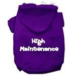 High Maintenance Screen Print Pet Hoodies (Color/Size: Purple Size XL)