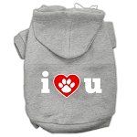 I Love U Screen Print Pet Hoodies (Color/Size: Grey Size XL)