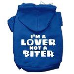 I'm a Lover not a Biter Screen Printed Dog Pet Hoodies (Color/Size: Blue Size XL)
