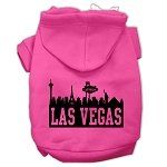 Las Vegas Skyline Screen Print Pet Hoodies (Color/Size: Bright Pink Size Sm)