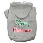 Merry Christmas Screen Print Pet Hoodies (Color/Size: Grey Size Sm)