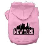New York Skyline Screen Print Pet Hoodies (Color/Size: Light Pink Size Med)