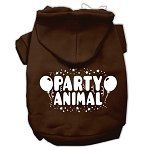 Party Animal Screen Print Pet Hoodies (Color/Size: Brown Size Sm)