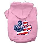 Patriotic Paw Screen Print Pet Hoodies (Color/Size: Light Pink Size M)