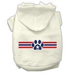 Patriotic Star Paw Screen Print Pet Hoodies (Color/Size: Cream Size XL)