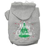 Scribbled Merry Christmas Screenprint Pet Hoodies (Color/Size: Grey Size M)