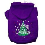 Scribbled Merry Christmas Screenprint Pet Hoodies (Color/Size: Purple Size M)
