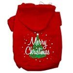 Scribbled Merry Christmas Screenprint Pet Hoodies (Color/Size: Red Size XL)