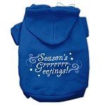 Seasons Greetings Screen Print Pet Hoodies (Color/Size: Blue Size M)