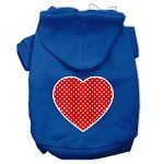 Red Swiss Dot Heart Screen Print Pet Hoodies (Color/Size: Blue Size Sm)