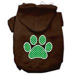 Green Swiss Dot Paw Screen Print Pet Hoodies (Color/Size: Brown Size XL)