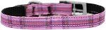 Plaid Nylon Dog Collar with classic buckle 3/8" (Color/Size: Pink Size 16)