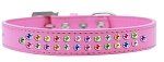 Two Row Confetti Crystal (Color/Size: Size 18 Bright Pink Dog Collar)