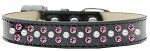 Sprinkles Ice Cream Dog Collar Pearl and Bright Pink Crystals (Color/Size: Size 20 Black)