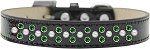 Sprinkles Ice Cream Dog Collar Pearl and Emerald Green Crystals (Color/Size: Size 20 Black)