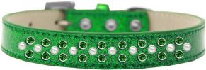 Sprinkles Ice Cream Dog Collar Pearl and Emerald Green Crystals