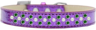 Sprinkles Ice Cream Dog Collar Pearl and Emerald Green Crystals