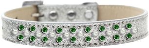 Sprinkles Ice Cream Dog Collar Pearl and Emerald Green Crystals