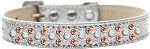Sprinkles Ice Cream Dog Collar Pearl and Orange Crystals (Color/Size: Size 20 Silver)