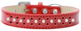Sprinkles Ice Cream Dog Collar Pearl and Red Crystals