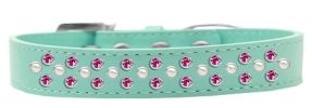 Sprinkles Dog Collar Pearl and Bright Pink Crystals