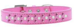 Sprinkles Dog Collar Pearl and Bright Pink Crystals