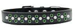 Sprinkles Dog Collar Pearl and Emerald Green Crystals (Color/Size: Size 20 Black)