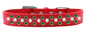 Sprinkles Dog Collar Pearl and Emerald Green Crystals