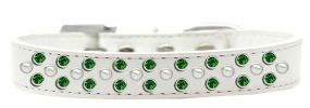 Sprinkles Dog Collar Pearl and Emerald Green Crystals