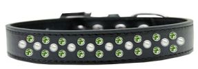 Sprinkles Dog Collar Pearl and Lime Green Crystals
